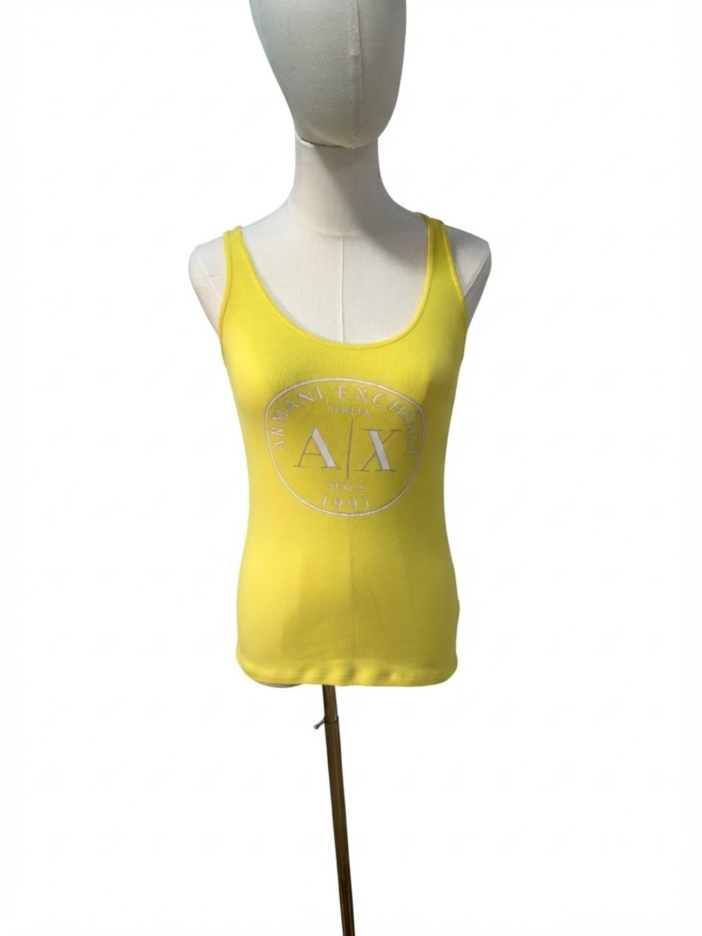 Armani Exchange Bright Yellow Logo Scoop Tank